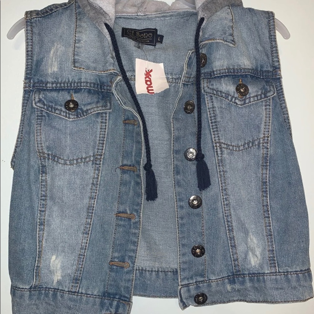Blue Jean Vest with Hood